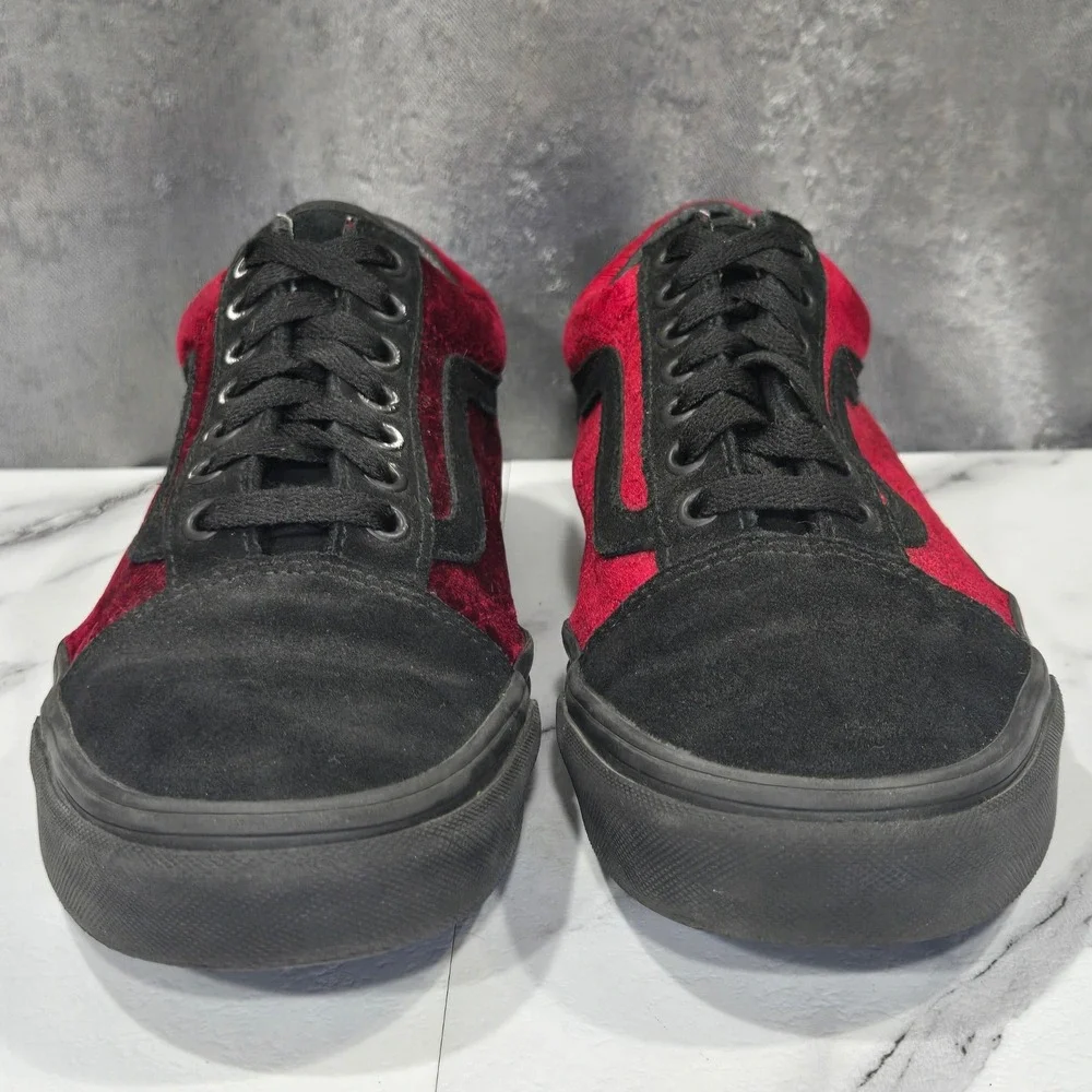 Vans Old Skool Sneakers Mens 6.5 Womens 8 Paisley Velvet Black Red Skate